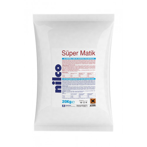 Nilco Süper Matik Ağartıcılı ve TAED Katkılı Ana Yıkama Deterjanı 20kg