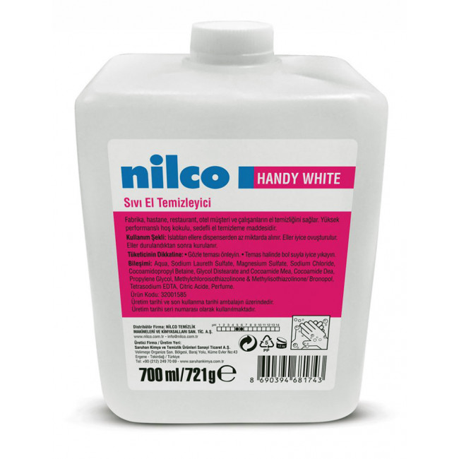 Nilco Handy White Beyaz Sedefli Kartuş Sıvı El Sabunu 0,72kg