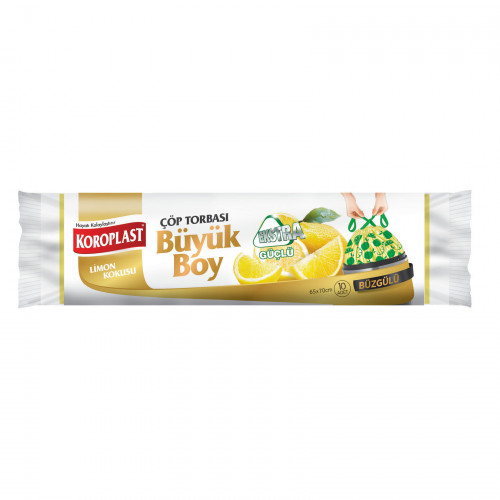 Koroplast Güçlü Büzgülü Çöp Torbası Limon Kokulu Büyük 10lu
