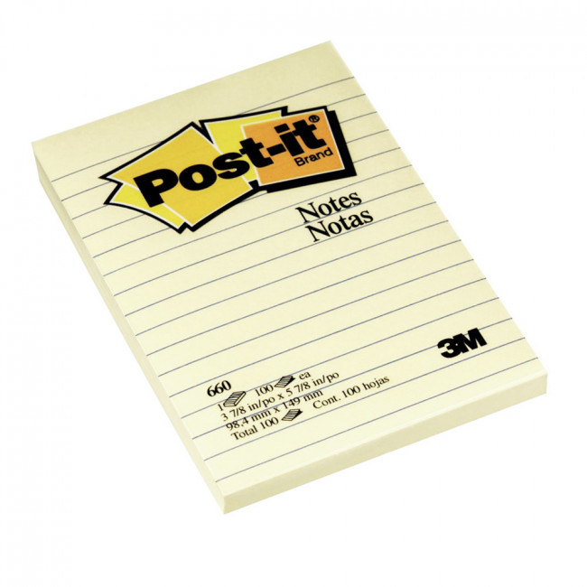 Post-it 660 Yapışkanlı Not Kağıdı Sarı Çizgili 102X152mm 100 Yaprak