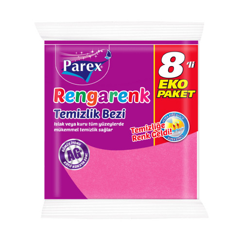 Parex Rengarenk Temizlik Bezi 8li
