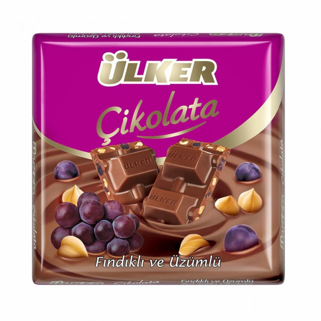 Ülker Fındıklı Üzümlü Kare Çikolata 65gr