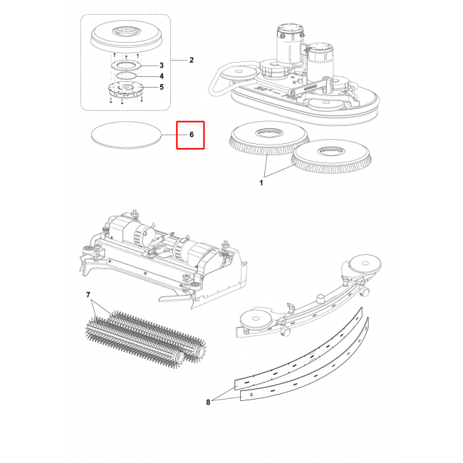 Nilfisk BR 752 Ped 14 355 Mm Eco Kırmızı 5Pcs