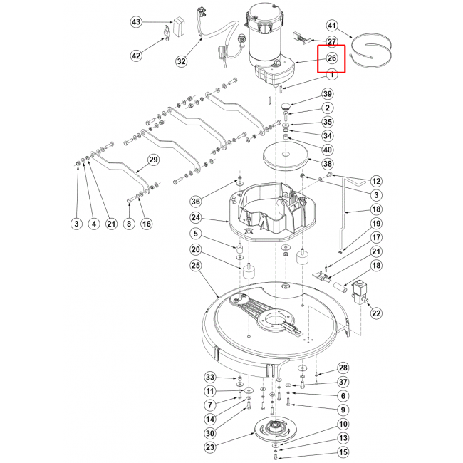 Nilfisk SC 2000 Redüktörlü Motor 450W 24V Sıp