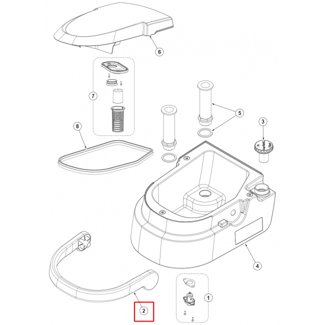 Nilfisk SC 250 Tutma Kolu Plastik Gri F Tank Sıp