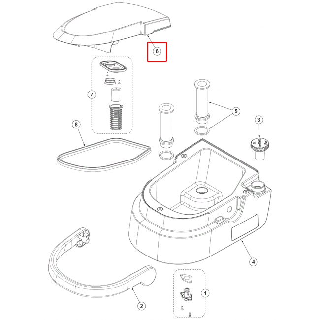 SC 250 Kapak Plast. Grı F Tank 6L Kiti