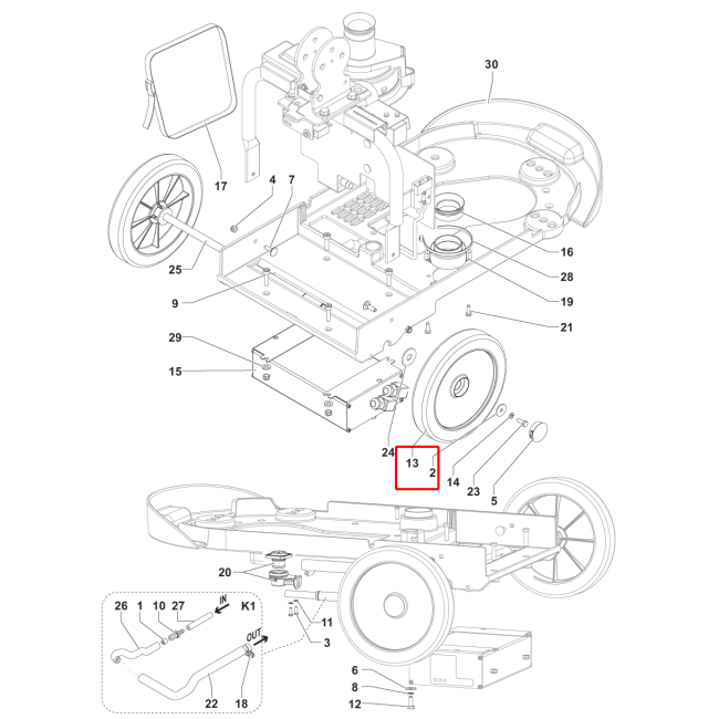 Nilfisk SC 351 Tekerlek D.214 Grı / Siyah