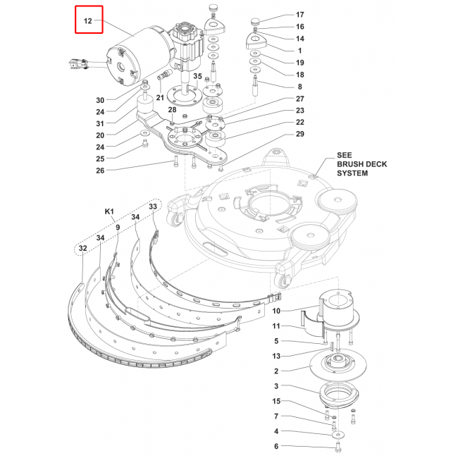 Nilfisk SC 351 Redüktörlü Motor 260W 12V Sıp