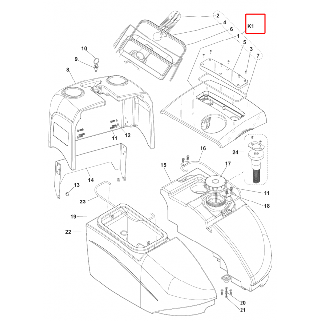 SC 351 Tank Kapağı Plastik Grı F 11L