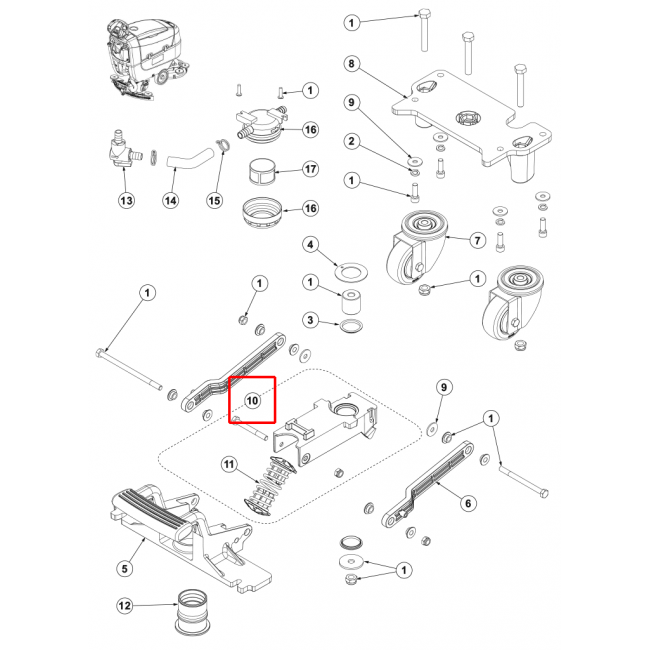 Nilfisk SC 401 43B Silici Lastik Destek Üst F Kit