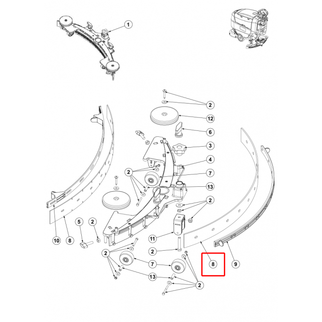 Nilfisk SC 401 43B Silici Lastik 700 Mm 28 Kırmızı Gum Kit