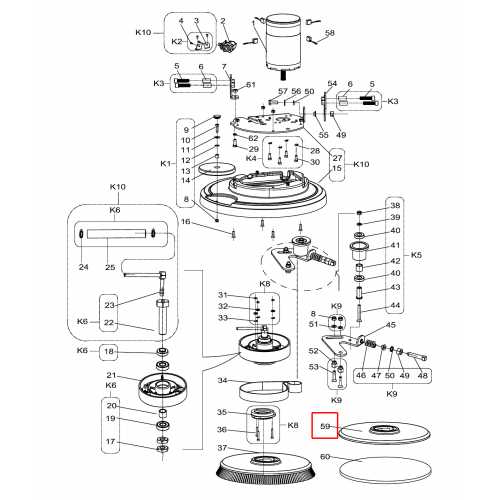 Nilfisk SC 430 53B Ped Tutucu Düz 20 508 Mm