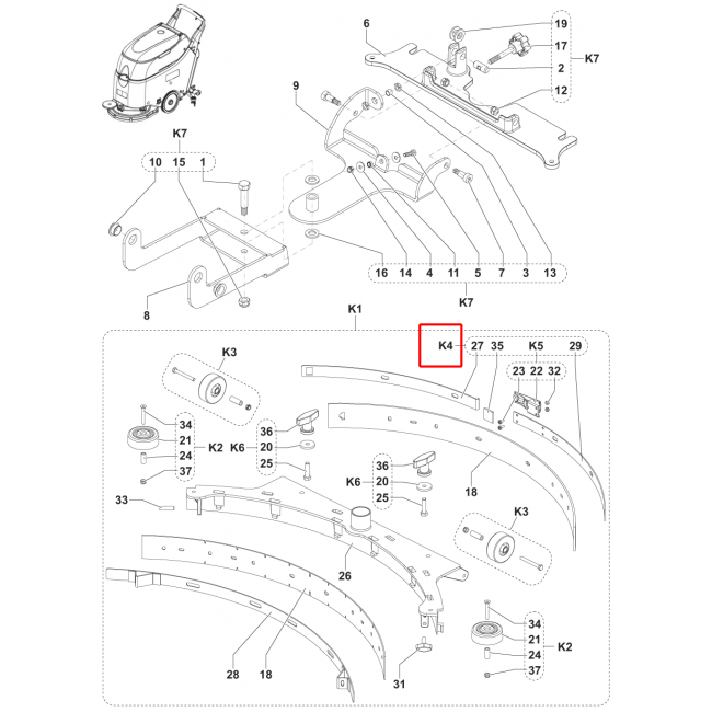 Nilfisk SC 450 53B Silici Lastik 740Mm 29 Sabit Kiti