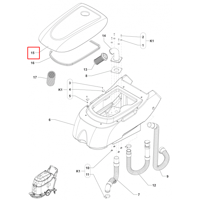 SC 450 53B Kapak Plast. Gri F Tank 45L