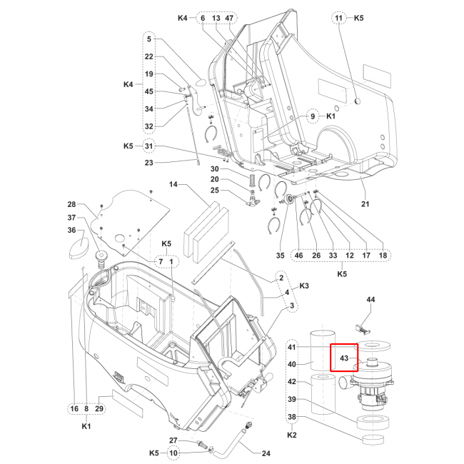 Nilfisk SC 450 53B Vakum Motoru 330W 24V Kiti