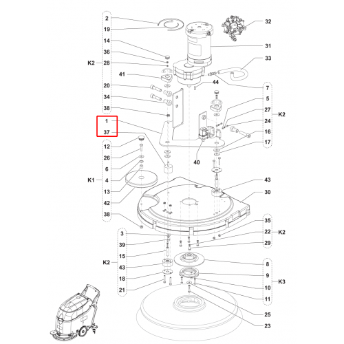 Nilfisk SC 450 53B Fırça Platformu Tutucu Plaka Siyah Sıp