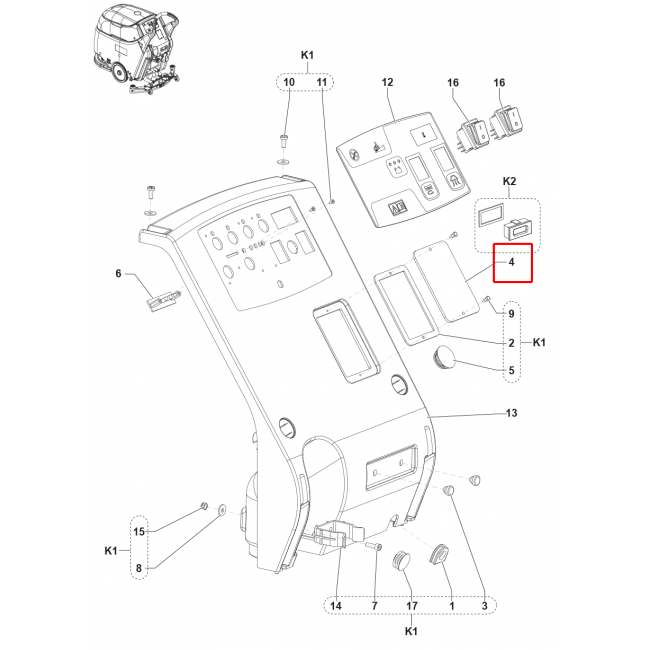 SC 450 53B Kapak F Denetim Plakası Siyah Sıp