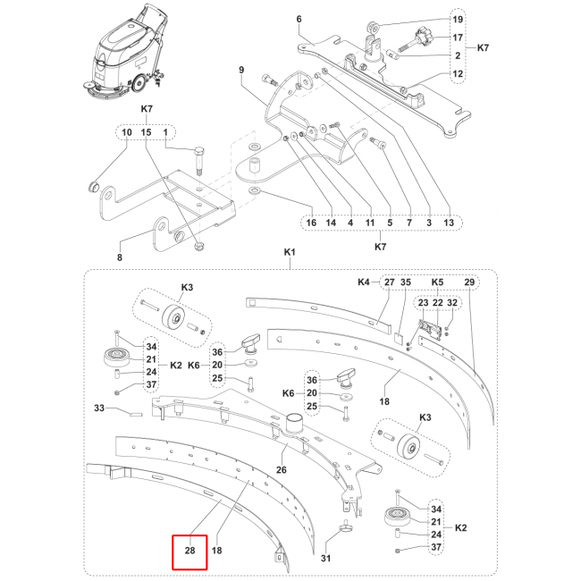 Nilfisk SC 450 53E Silici Lastik Kayış Ön Ss F 740Mm 29