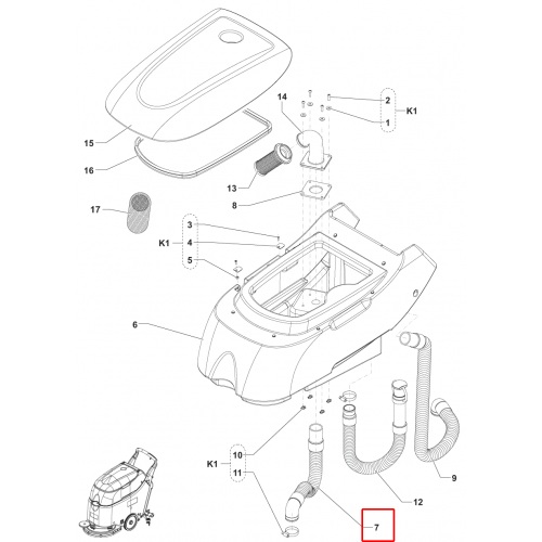 Nilfisk SC 450 53E Vakum Motoru Hortum