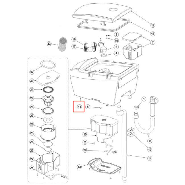 Nilfisk SC 500 53B Tank Kirli Su 45L Plastik Grı Sıp