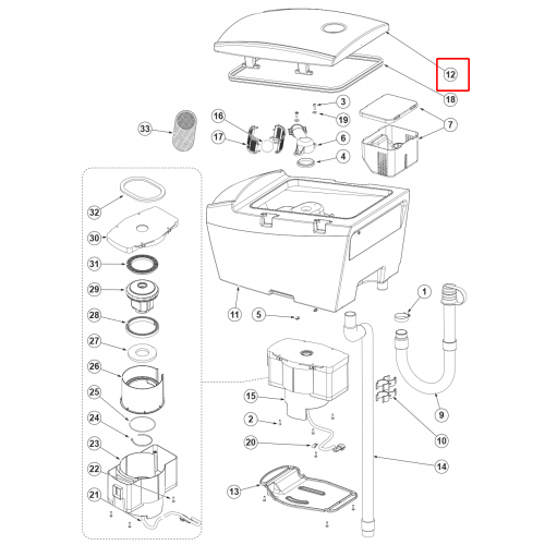 SC 500 53B Kapak Plastik Gri F Tank 45L Sıp
