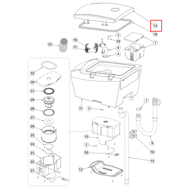 SC 500 53B Kapak Plastik Gri F Tank 45L Sıp