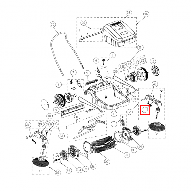 SW 250 Sol Yan Süpürge Arm