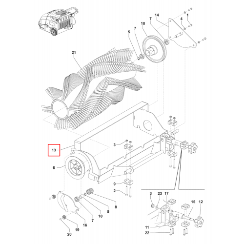 SW 900 Ana Süpürge Destek Galvaniz
