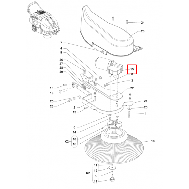 Nilfisk SW 900 Redüktörlü Motor 40W 12V Sıp