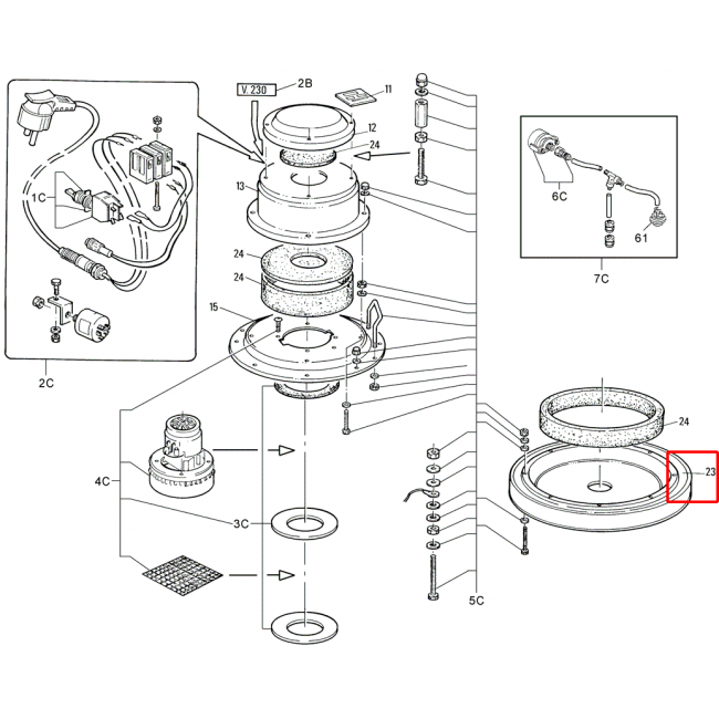 Nilfisk 118 Üst Motor Tutucu D360