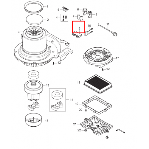 Nilfisk VP 930 2S Devre Kartı 220-240V Kit