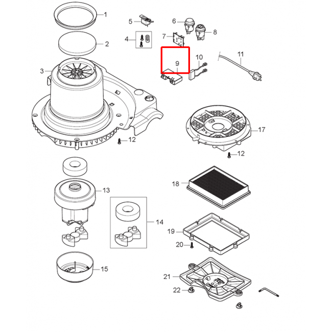 Nilfisk VP 930 2S Devre Kartı 220-240V Kit