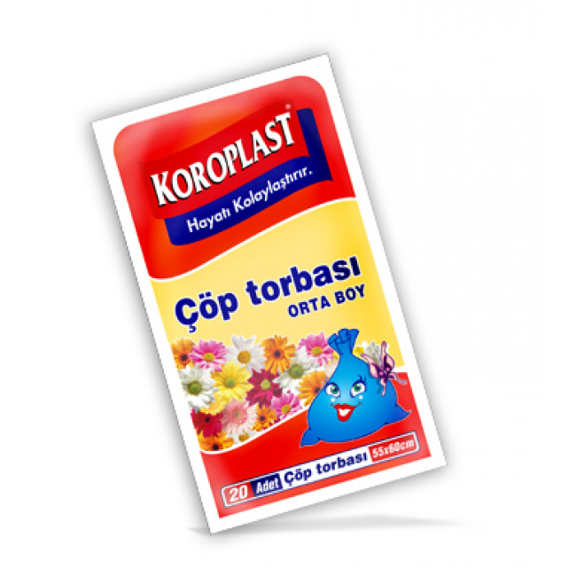 Koroplast Premium Çöp Torbası 55x60cm Orta 20li Koroplast Premium Çöp Torbası 55x60cm Orta 20li