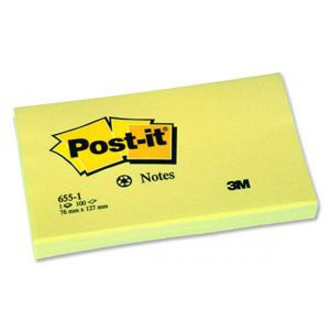 Post-it 655 Yapışkanlı Not Kağıdı Sarı 76X127mm 100 Yaprak Post-it 655 Yapışkanlı Not Kağıdı Sarı 76X127mm 100 Yaprak