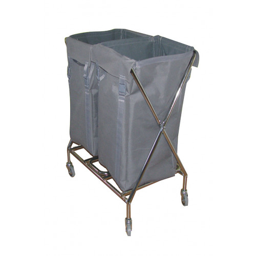 Çöp / Çamaşır Toplama Arabası 2x100LT (Krom) Kod: ÇT266MK
