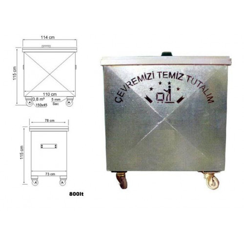 Metal Çöp Konteyneri 800lt