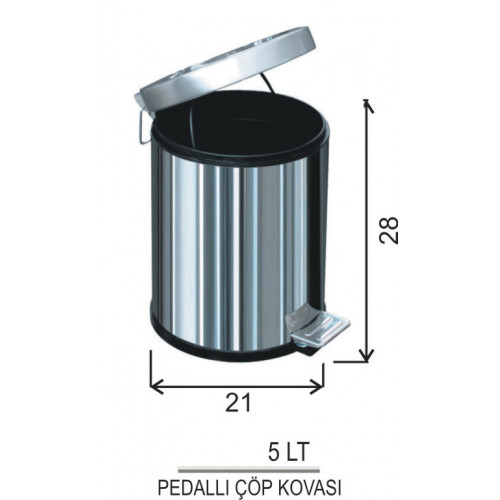 Pedallı Metal Çöp Kovası No:2 Y:28cm (5LT)