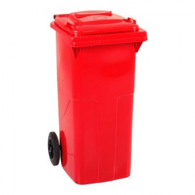 Plastik Çöp Konteyneri 120lt Kırmızı