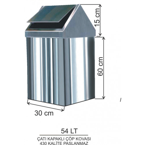Çatı Kapaklı Metal Çöp Kovası No:4 54LT